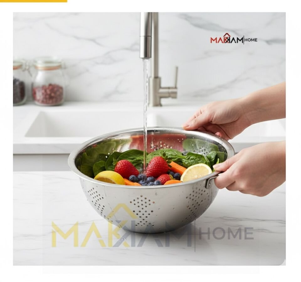 Paslanmaz Çelik Mutfak Seti 3'ü 1 Arada Salata Kasesi, Çok Amaçlı Süzgeç, Sebze Rendesi
