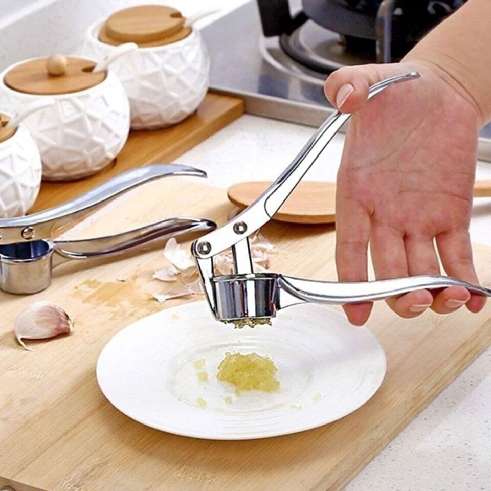 Paslanmaz Sarımsak Ezeceği Çelik Sarımsak Presi Hazneli Manuel Ezici