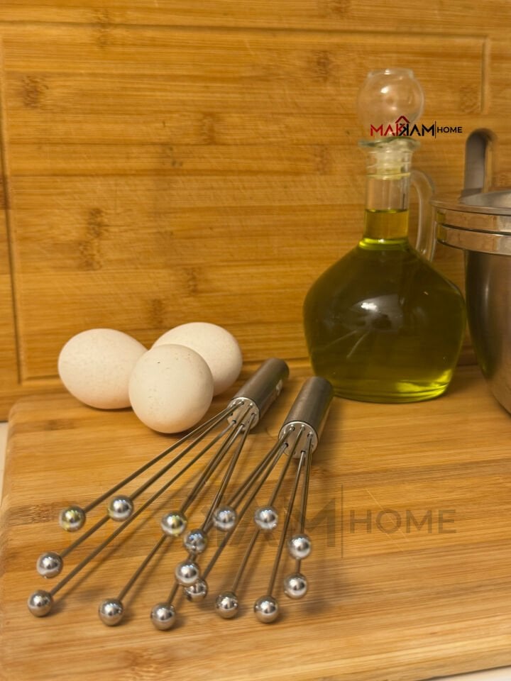 Makkam Home 2'li Takım Paslanmaz Çelik Mini Boncuklu Çırpıcı Sos Yumurta Çorba Karıştırıcı Çırpma Teli Boncuklu
