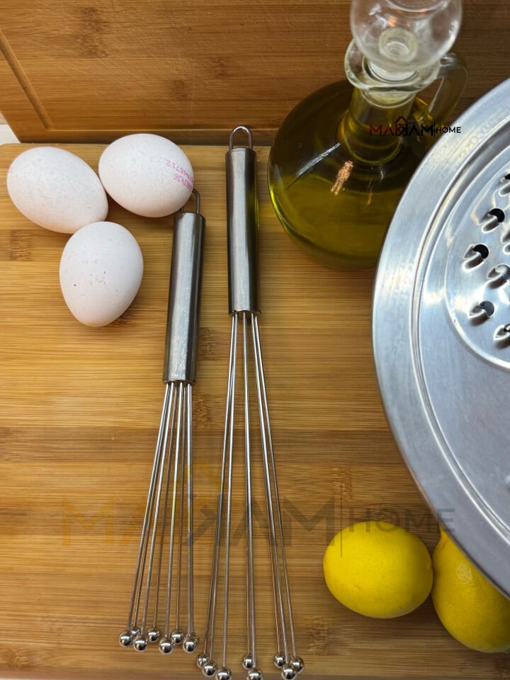Makkam Home 2'li Takım Paslanmaz Çelik Mini Boncuklu Çırpıcı Sos Yumurta Çorba Karıştırıcı Çırpma Teli Boncuklu