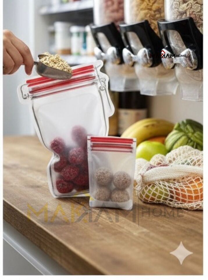 3'lü Kavanoz Görünümlü Sızdırmaz Yeniden Kullanılabilir Saklama Torbaları