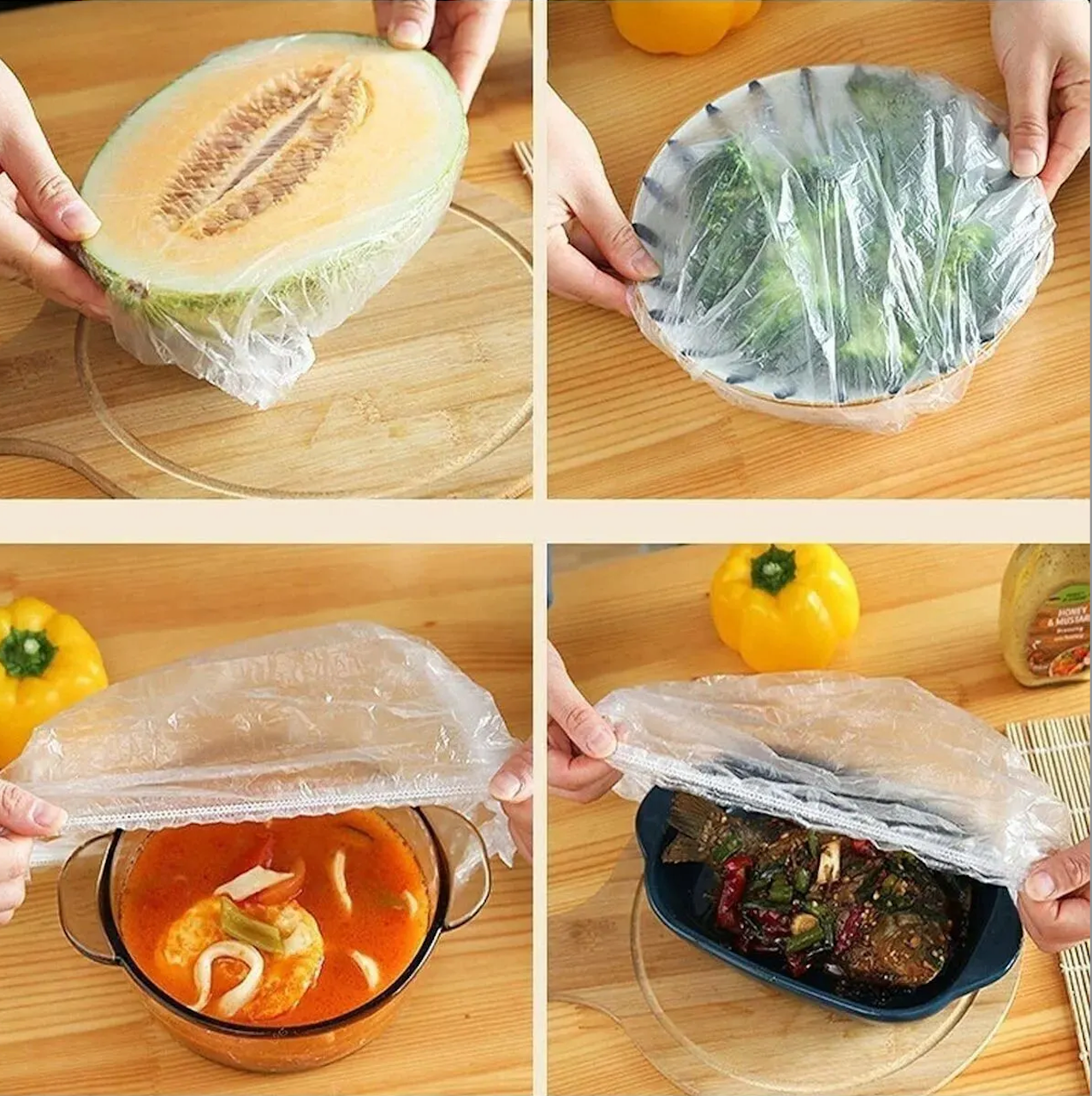 100 Adet Pratik Tazeliği Koruyan Tencere Ve Tabak Bonesi