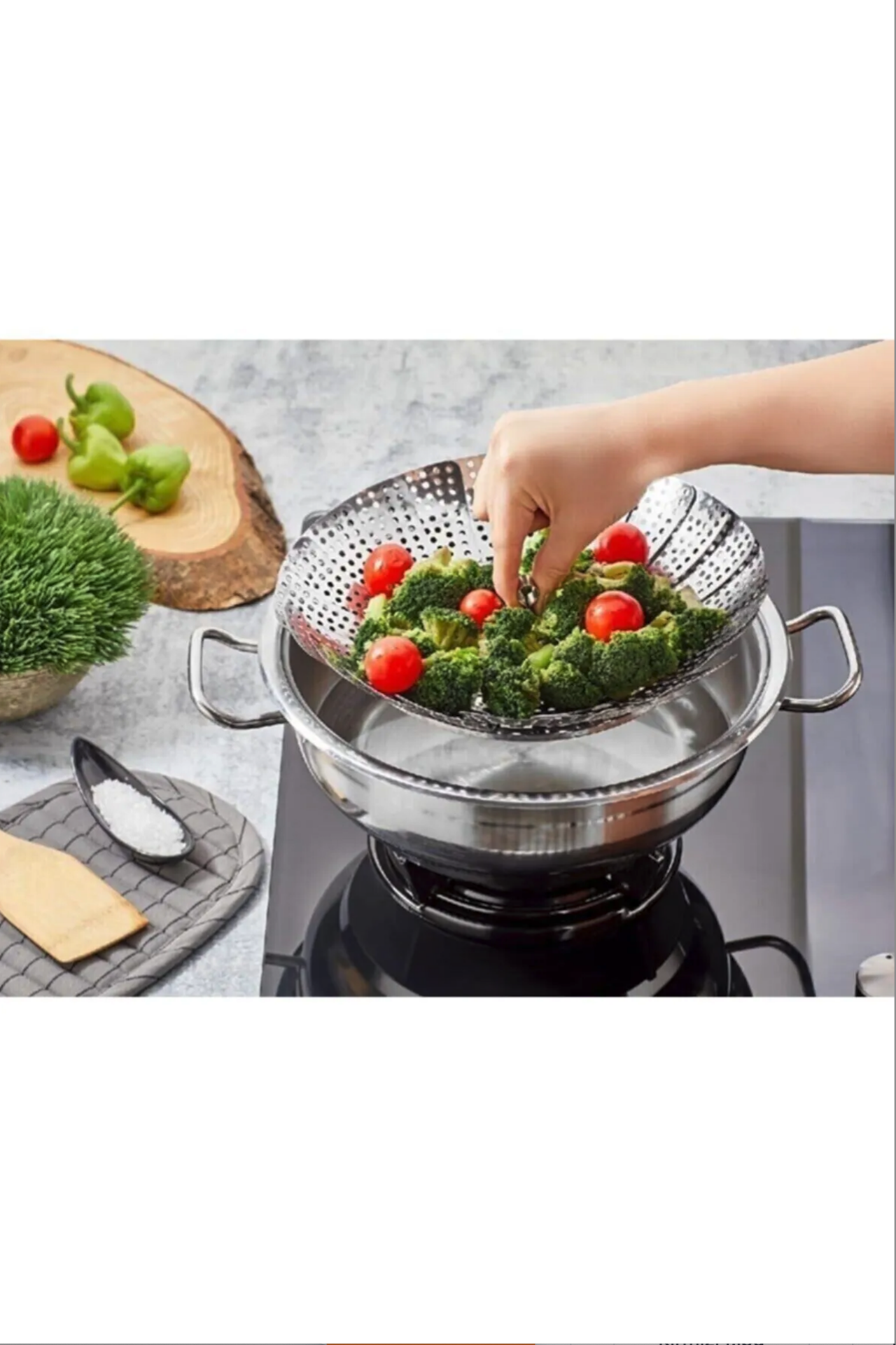 Makkam Home Buharda Sebze Pişirme Haşlama Süzme Aparatı