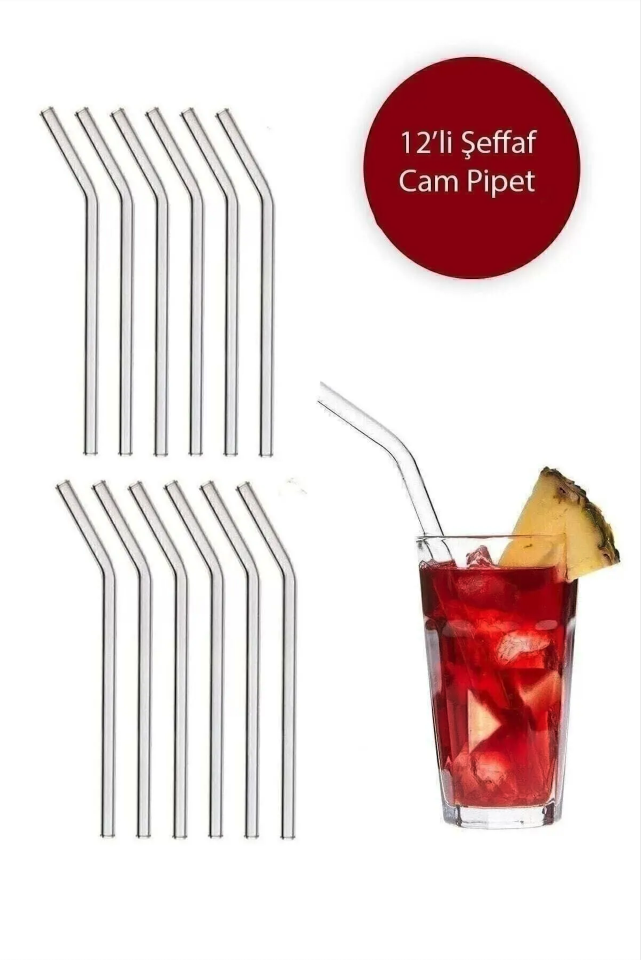 12'li Şeffaf Eğimli Cam Pipet