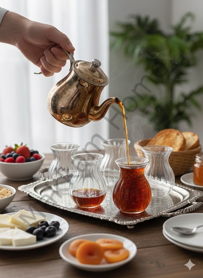 Lale Formlu Kristal Kesim Çay Bardağı (6'lı)