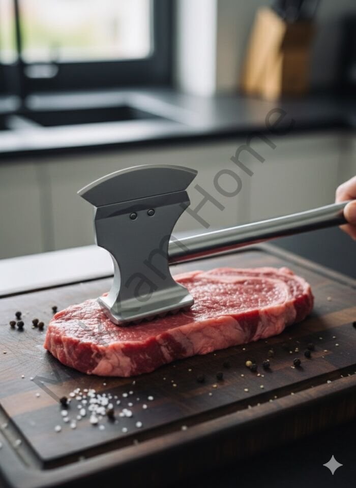 Makkam Home Profesyonel Paslanmaz Çelik Çift Taraflı Mutfak Baltası