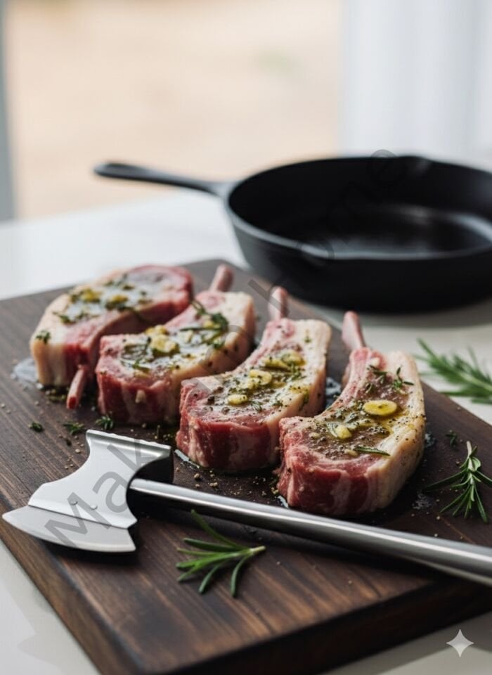 Makkam Home Profesyonel Paslanmaz Çelik Çift Taraflı Mutfak Baltası