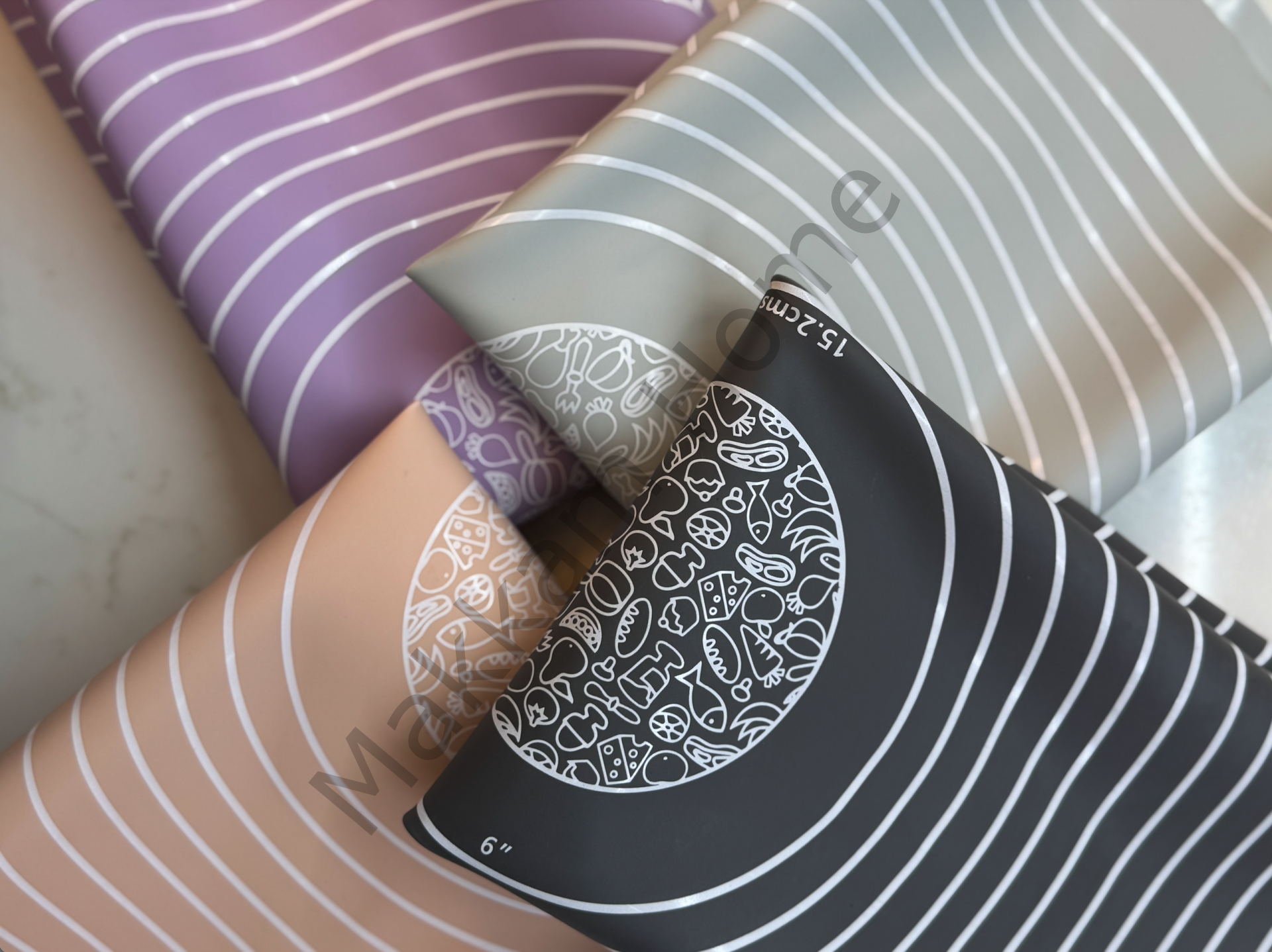 Makkam Home Yuvarlak Silikon Hamur Açma Matı Yapışmaz Hamur Açma Zemini (45cm)