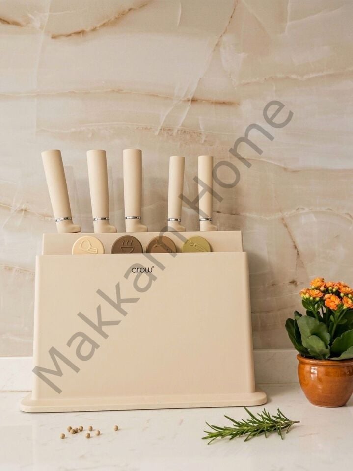 Standlı Bıçak ve Kesme Tahtası Seti 9 Parça (5 Bıçak+4 Tahta)