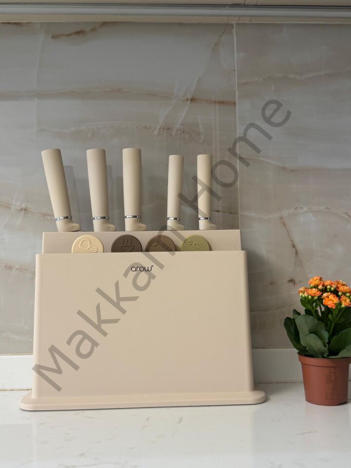 Standlı Bıçak ve Kesme Tahtası Seti 9 Parça (5 Bıçak+4 Tahta)